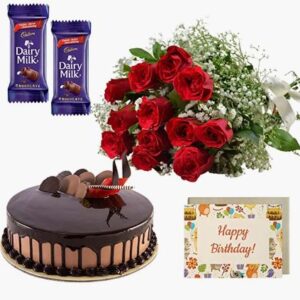 Combo of chocolate cake flower with wishing card